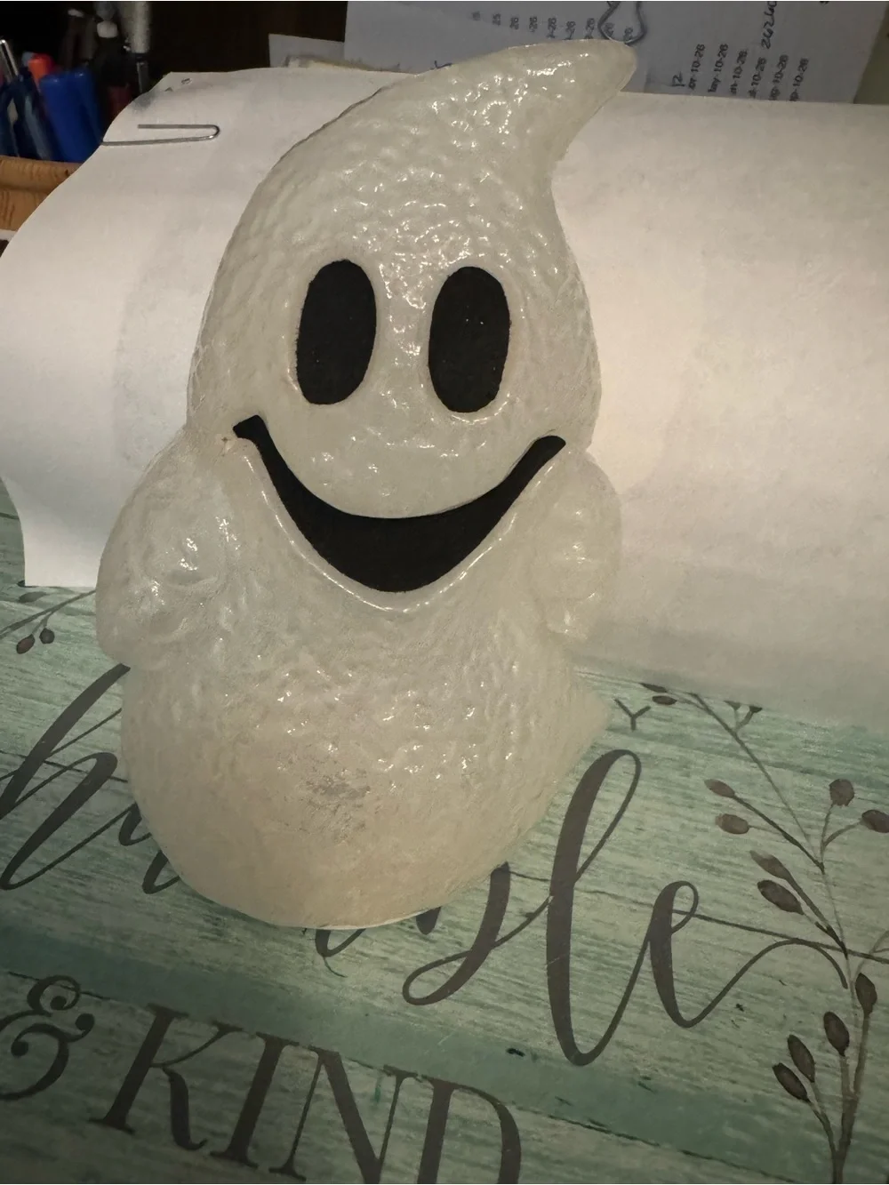 Glowing White LED Ghost Party Light - Cute Halloween Table Decor